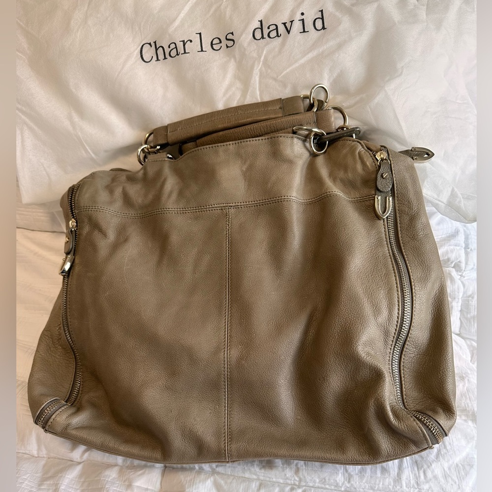 Charles David tan, extra large, leather handbag